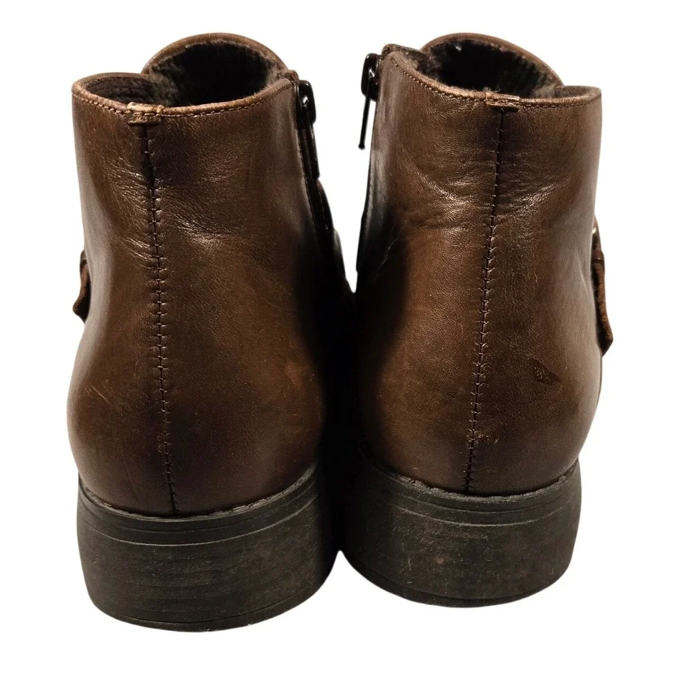 Woven Brown Leather Ankle Boots Brazil Side Zip Buckle Booties Mens 6